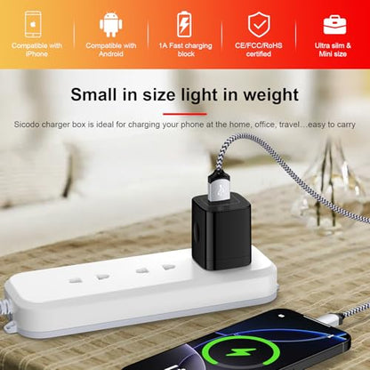 USB Charger Block, 5V 1A Power Adapter USB Wall Plug Charging Box Cube for Samsung Galaxy S26/S25/S24/S23/S22/S21/S20, USBs Plugs for Wall Outlet for iPhone 17/16e/16/15/14/13/12/11, Google Pixel 10 - color: Black