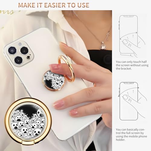 Cell Phone Ring Holder, Cute Metal Phone Grip Stand Finger Ring Kickstand, Flexible 360°Rotation Phone Tablet Case Accessories Compatible with Most Phones Gothic Skull Pattern - color: Gothic Skull Pattern