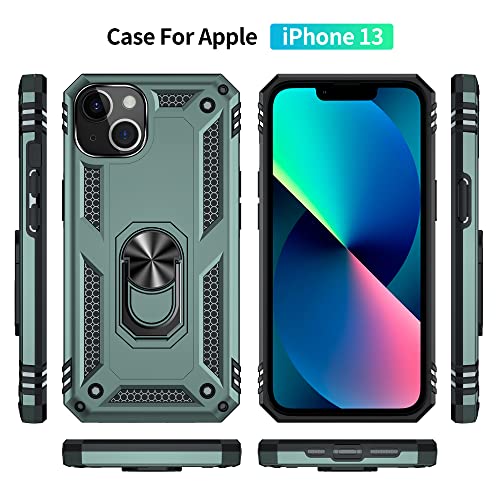 iPhone 13 Case - Military Grade, 16ft Drop Tested, Ring Shockproof, Dark Green - color: Dark Green, size: iphone 13