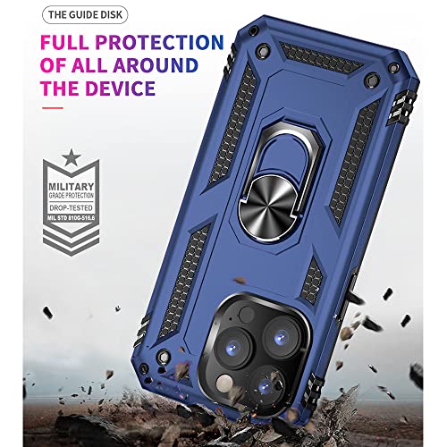 iPhone 14 Pro Case with HD Screen Protector, Military Grade 16ft Drop Tested, Rotatable Kickstand, Blue - color: Blue, size: iphone 14 Pro