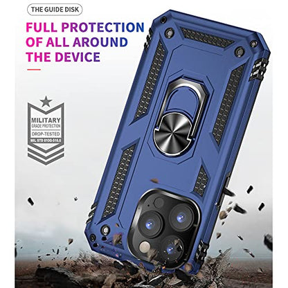 iPhone 14 Pro Case with HD Screen Protector, Military Grade 16ft Drop Tested, Rotatable Kickstand, Blue - color: Blue, size: iphone 14 Pro