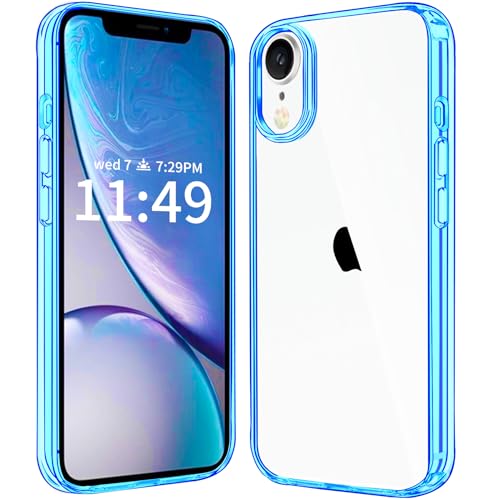 JJGoo Compatiable with iPhone XR Case Clear, Transparent Shockproof Phone Case, Slim Anti-Scratch Hard PC Back Protective Cover Bumper, Transparent Blue - color: Transparent Blue