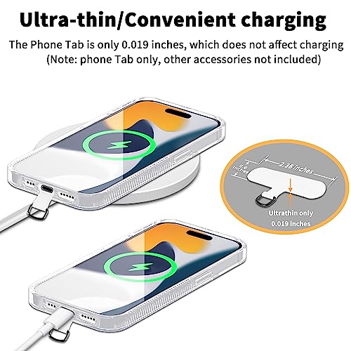 TACOMEGE Phone Tether Tab for iPhone, Cell Phone Lanyard Patch, Phone Strap Replacement Part for All Full Phone Cases (White)