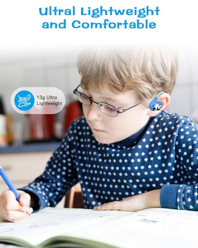 BANIGIPA Kids Headphones, Open Ear Earbuds w/Mic for Call Study Travel - color: LK15-Blue