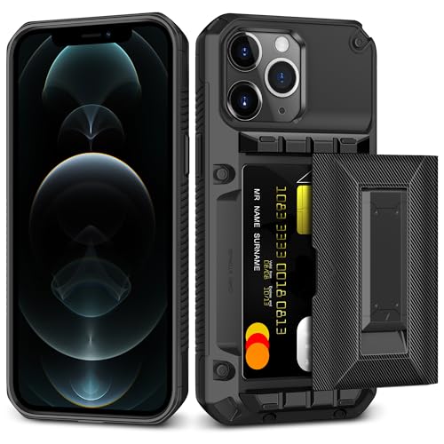 SAMONPOW for iPhone 12 Pro Max Case Wallet with Card Holder [4 Cards] & Stand & Military-Grade Protection Heavy Duty Shockproof Hidden Card Slot Wallet Phone Case for iPhone 12 Pro Max for Women Men - size: for iPhone 12 Pro Max
