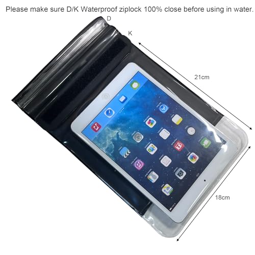DRLOKPAK Waterproof eReader Case Cover Tablet Holder Floating Dry Bag Pouch for Kindle Paper White Oasis Fire 7 HD 8 Nook HD 9 Kobo Libra 2 iPad mini Tab 7 Nexus 7 - color: Black, size: 8.5inch
