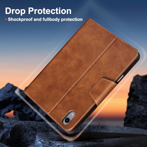 Gexmil Leather Case for iPad mini 7 A17 Pro/iPad mini 6 Gen 8.3 Inch - color: Vegetable Tanned Brown