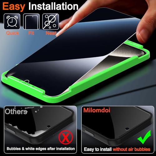 Milomdoi Privacy Screen Protector for iPhone 15 Pro Max, Tempered Glass - size: iPhone 15 Pro Max 6.7 inch