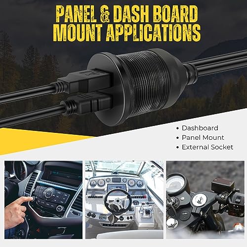 TNP USB HDMI Flush Mount Cable, Dash Panel Mount Extension for Car, 6 FT - size: 6 ft