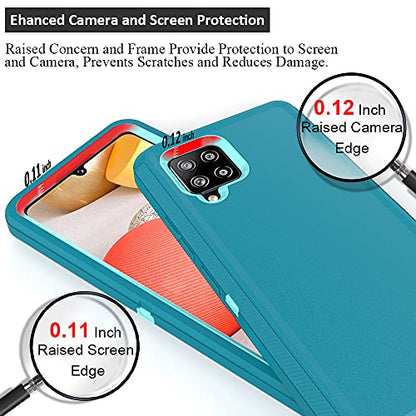 Compatible with Samsung Galaxy A42 5G Case,with Screen Protectors,Heavy Duty Rugged Shockproof Full Body Protection Kickstand Case with Belt Clip Holster for Samsung Galaxy A42 5G (Teal+Light Blue) - color: Teal+Light Blue