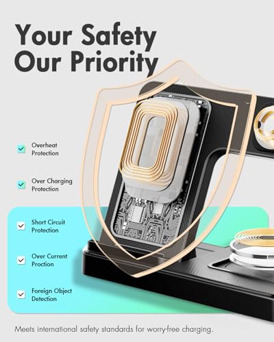 GETPALS Wireless Charger iPhone Charging Station for Apple Multiple Devices - color: Black