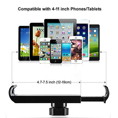 Heavy Duty Phone/Tablet Metal Holder Universal Mobile Cell Smartphone Mount Lazy Bracket 360° Rotation Gooseneck Clamp Stand Flexible Long Arm for 4-11 Inch Devices (Black, 2-Section) - color: Black, size: 2-Section