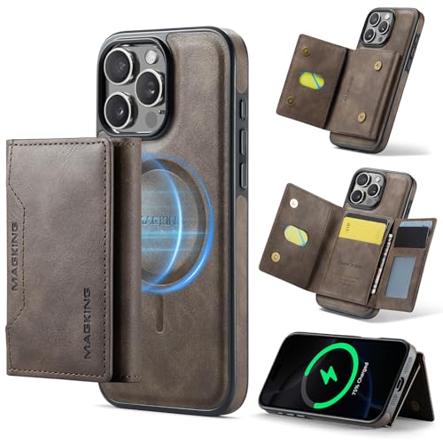 K2 2 in 1 Detachable Magnetic Phone Cases Compatible with iPhone 16 Pro Max Case with Card Holder RFID Blocking, Compatible with Magsafe Wallet, Leather 6.9'' (Coffee, iPhone 16 Pro Max) - color: Coffee, size: iPhone 16 Pro Max