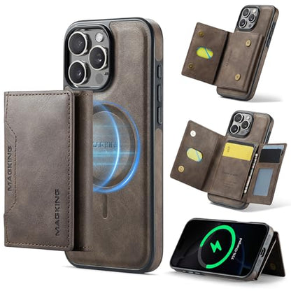 K2 2 in 1 Detachable Magnetic Phone Cases Compatible with iPhone 16 Pro Max Case with Card Holder RFID Blocking, Compatible with Magsafe Wallet, Leather 6.9'' (Coffee, iPhone 16 Pro Max) - color: Coffee, size: iPhone 16 Pro Max