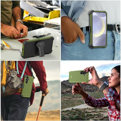 M MYBAT PRO Maverick Series for Samsung Galaxy S24 Plus Case with Belt Clip - color: Army Green, size: Samsung Galaxy S24 Plus