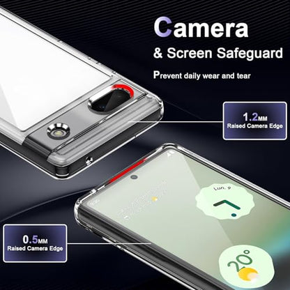 Case for Google Pixel 6a, Military Grade Drop Protection Phone Case, Yellowing Resistant, Anti-Scratch Hard PC Back, Shockproof Hard Ultra-Thin Protective Cover, Clear - size: Google Pixel 6a