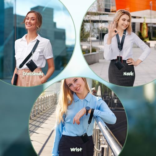 Clip and Go Phone Strap with Wallet Crossbody, Phone Chain Cross Body with Detachable Zippered Pouch, Phone Lanyard with Purse, Adjustable Mobile Strap (Black) - color: Black