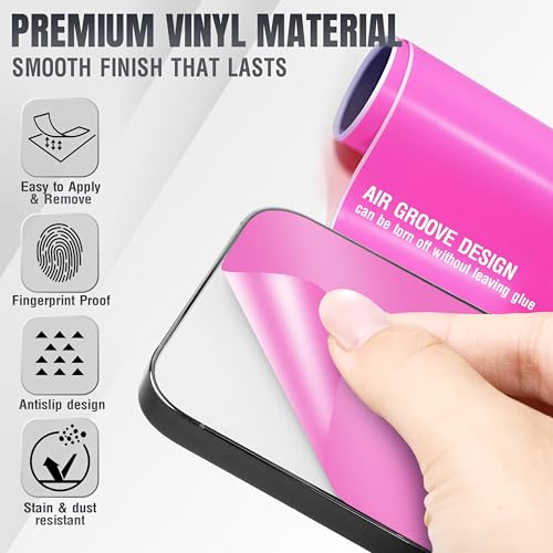 2Pcs Skin Wrap Compatible for iPhone 15 Pro – Slim Decal Vinyl Protective Film for Sides & Back – Sleek Fit, Premium Look – Compatible with All iPhone 15 Pro Cases - Pink - color: Pink