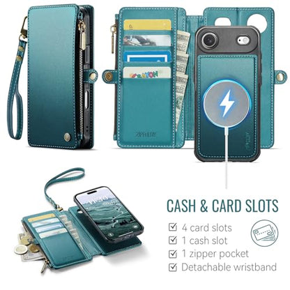 for iPhone 17 Air Phone Case Wallet Magnetic Detachable, Turquoise - color: Turquoise, size: iPhone Air