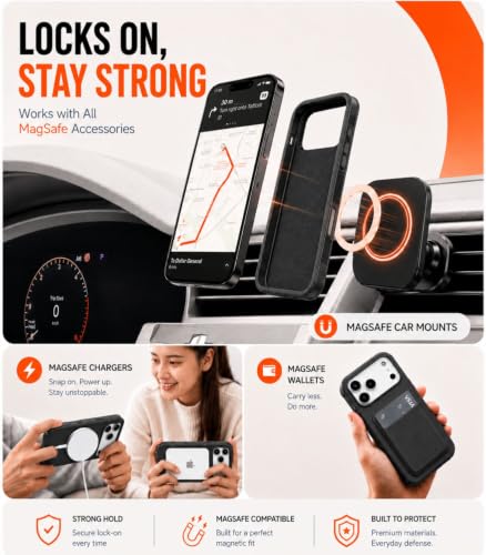 LOOXER® Heavy Duty Rugged Magnetic Case for iPhone 17 Pro (6.3”) | Military Grade Shockproof Protection,MagSafe Compatible+ Tempered Glass Included (Black, 17 Pro) - color: Black, size: 17 Pro