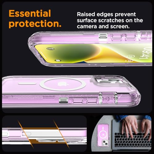 AICase for iPhone iPhone 16e/13/iphone 14 Case Clear Compatible with MagSafe 3 in 1 Heavy Duty Drop Protection Full Body Rugged Shockproof/Dust Proof 3-Layer Military Protective Tough Durable 6.1" - color: Purple with Magsafe, size: iphone 13/14/16e