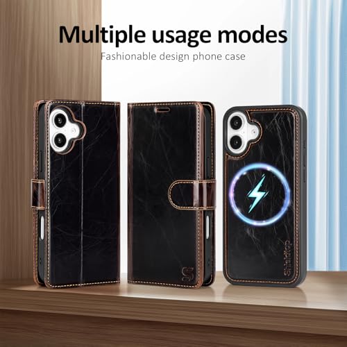 Shieldtop Compatible with MagSafe iPhone 17 Wallet Case,(Coffee) | 2 in 1 Detachable Magnetic,Credit Card Holder Slots,RFID Blocking,PU Leather,Kickstand,Flip Folio Phone Cover for Men & Women - color: Coffee-U1, size: iPhone 17 - 6.3"