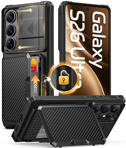 GolbinBox for Samsung Galaxy S26 Ultra Case with Wallet & Lock, Ink Black | Card Holder, Slide Camera Cover, Built-in Safety Lock & RFID Protection, Holds 4~5 Cards or Cash, S26 Ultra Wallet Case 6.9'' - color: 1-Ink Black
