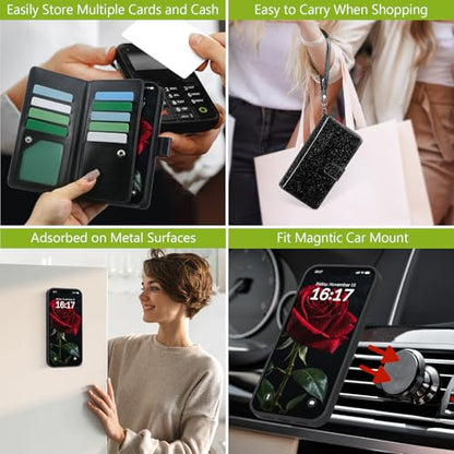 Varikke for iPhone 16 Pro - Case Wallet Magnetic Detachable, Black - color: (Standard) Black, size: iPhone 16 Pro 6.3"