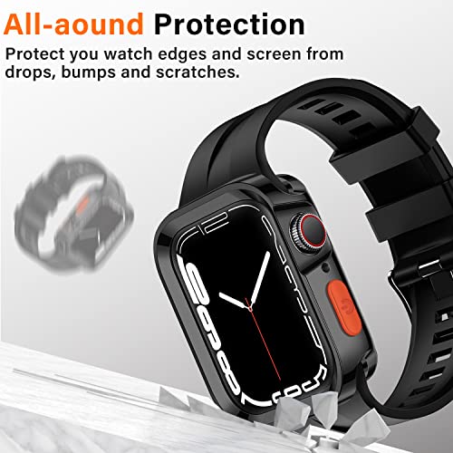 Amizee Rugged Case Compatible with Apple Watch Case Series 9/8/7 41mm SE 3/2/1 Series 6/5/4 40mm, Soft TPU Shockproof Bumper Drop Proof Protective Cover Compatible with iWatch - Plating Black - color: Plating Black, size: 40mm/41mm