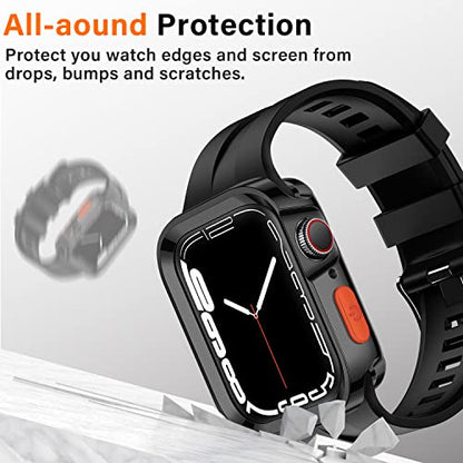 Amizee Rugged Case Compatible with Apple Watch Case Series 9/8/7 41mm SE 3/2/1 Series 6/5/4 40mm, Soft TPU Shockproof Bumper Drop Proof Protective Cover Compatible with iWatch - Plating Black - color: Plating Black, size: 40mm/41mm