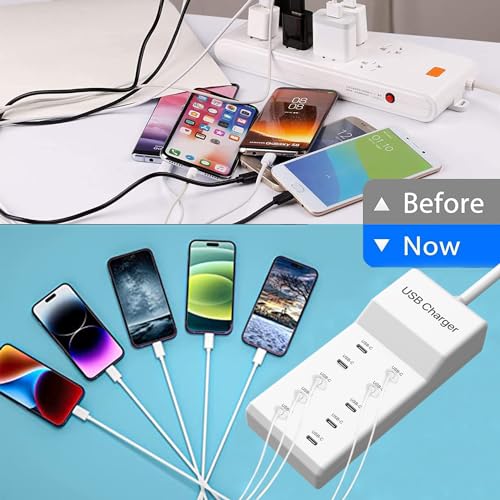 USB C Charger, 10 Ports USB Charging Station, 50W Multi-Port USB C Charger - size: 10Ports-50W