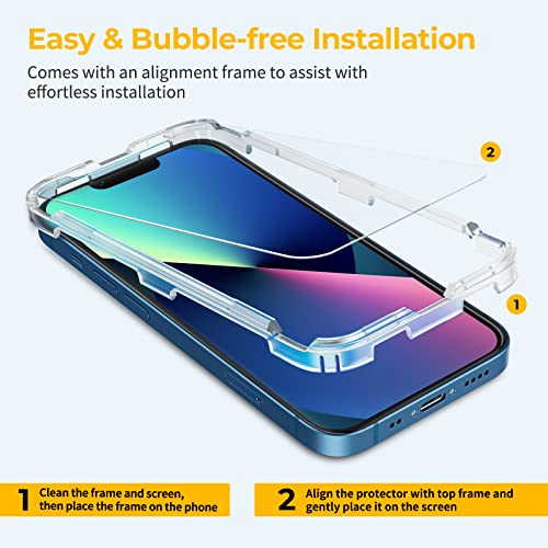 UNBREAKcable 3-Pack Screen Protector for iPhone 13 mini Tempered Glass | Shatterproof, Easy Install, 9H Hardness, 99.99% HD Clear, Bubble-Free, Anti-Fingerprint, Scratch Resistant, Case Friendly - size: iPhone 13 mini