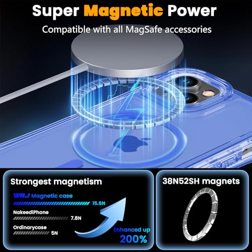 WRJ Magnetic Clear for iPhone 13 Case,iPhone 14 Case,[Compatible with MagSafe][Military Grade Drop Protection] Transparent Full Body Shockproof Protective Phone Case-Ultramarine - color: Ultramarine, style: Transparent
