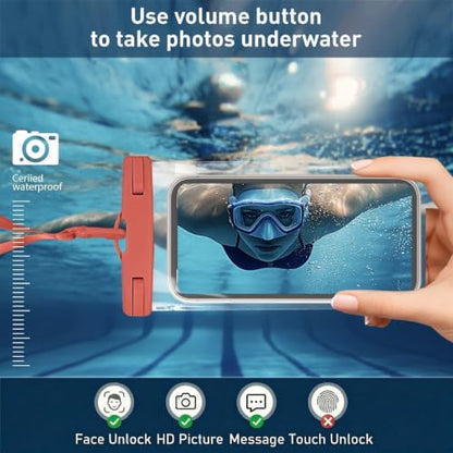 Waterproof Phone Pouch Compatible for iPhone 7in -Red, 1 Pack | IPX8 Waterproof Case, Beach Travel Must Haves, Beach Essential, Dry Bag, 1 Pack, for iPhone 17/16/15/14/13/12 Pro Max - color: A8-Red