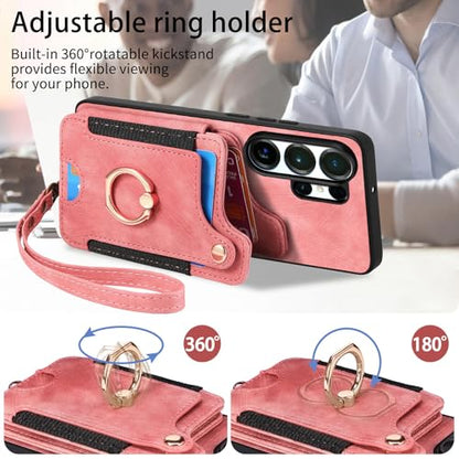 for Samsung Galaxy S26 Ultra Case Wallet with Card Slots Brown | PU Leather Flip Folio Cover,RFID Blocking Ring Holder,Kickstand,Wrist Strap,Shockproof,Magnetic Protective,Women Men Girls - color: Brown, size: Galaxy S26 Ultra 6.9 Inch