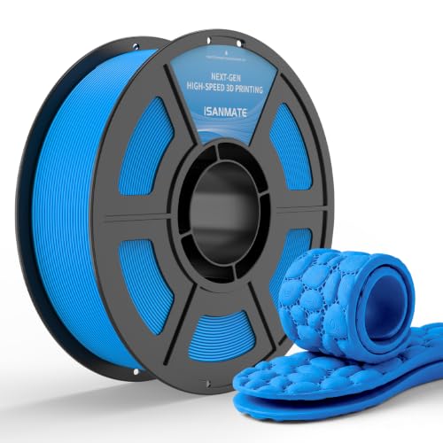 iSANMATE TPU 85A Filament 1.75mm, Blue TPU Flexible Filament 85A, 1kg | iSANMATE Filament; Soft Flexible TPU HF; Compatable with Bambu Lab & most FDM 3D Printers; 1kg/2.2lbs; 50-80mm/s - color: Blue, size: TPU-85A