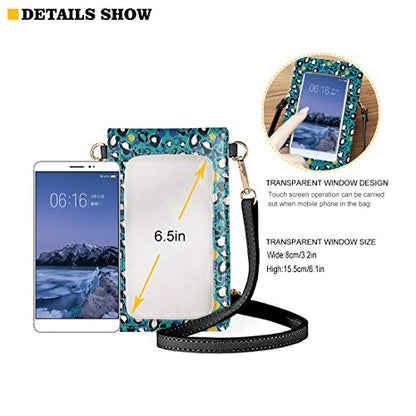 WELLFLYHOM Mini Touchscreen Crossbody Phone Bags for Women with Card Slots Shoulder Bag Purse Leather - color: 1 Dolphin