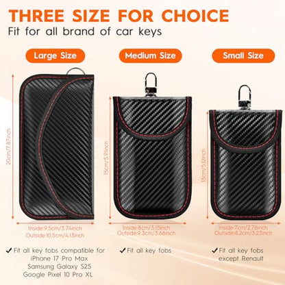 Faraday Pouch for Key Fob, RFID Signal Blocking Pouch, 2 Pack | Dual-layer shielding blocks key fob signals to prevent relay attacks. Protects car keys from keyless theft at home or away - size: Small Size (3.23 x 5.12 inches)