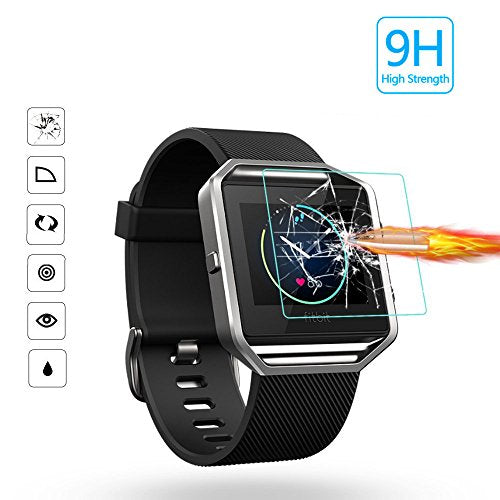 (Pack of 4) Tempered Glass Screen Protector for Fitbit Blaze Smart Watch [0.3mm 2.5D High Definition 9H] Premium Clear Screen Protective Film for Fitbit Blaze