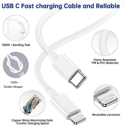 Fast Charger iPhone,3Pack【Apple MFi Certified】Charge iPhone14 Fast Charging - color: White 10FT
