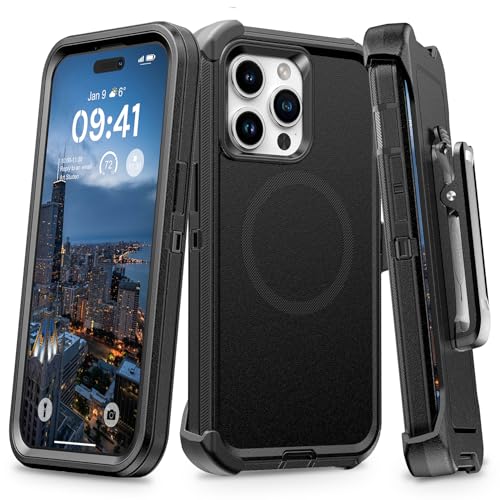 TUTUKII Magnetic for iPhone 13 Pro/14 Pro Case with Belt Clip Holster | Black, MagSafe Compatible, Military-Grade Drop Protection, 3-Layer Rugged Shockproof Protective Cover 6.1-Inch - size: iPhone 14 Pro &13 Pro 6.1"