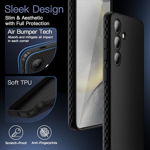 JETech Grip Case for Samsung Galaxy S24, Black | Ergonomic Hold, Camera Lens Protection, Soft TPU Design, Shockproof Protection - color: Black, size: S24