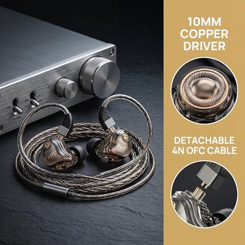 3.5mm Wired IEM Earbuds with Mic, 10mm Driver, Detachable Cable - color: Black, size: 3.5mm