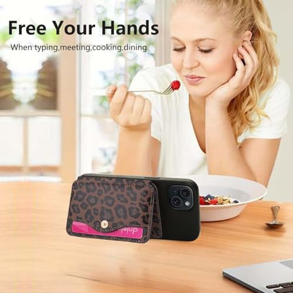 M-Plateau Credit Card Holder For Cell Phone With Slim Adhesive - color: Leopard Print
