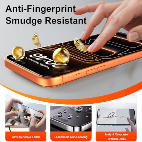OneFish for iPhone Air Screen Protector 6.5 inch HD Clear ， 2 Pack | Tempered Glass Full Coverage , 9H Hardness Scratch Resistant , Anti-Fingerprint ， Easy Installation - size: iPhone 17 Air