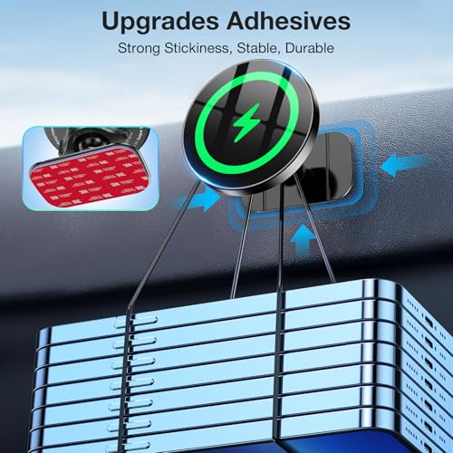 Coolpow Magsafe Car Mount Charger, Magnetic Wireless Car Charger for iPhone - color: Black