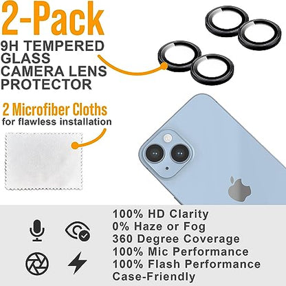 Scooch® Tempered Glass Multipack for iPhone 15, 3 Screen Protectors and 2 Camera Lens Protectors, Premium 9H Tempered Glass, Anti-Scratch, Anti-Fingerprint, Impact Resistant - size: iPhone 15