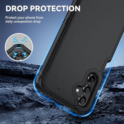 for Samsung Galaxy A16 5G Case : 3-Layer Shockproof Phone Cover with HD Screen Protector,Hybrid Protective Military-Grade Drop Protection for Galaxy A16 5G Phone Case (Black/Black) - color: Black/Black