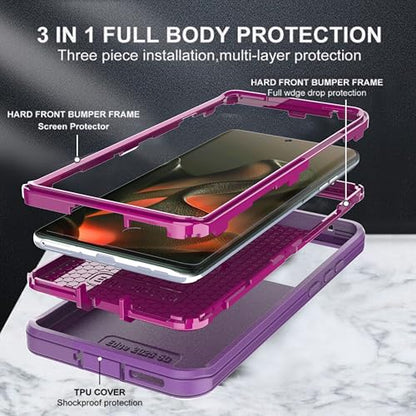 for Moto Edge 2025 Phone Case (Not Fit for G 5G 2025) 3 in 1 Shockproof TPU Hard PC Bumper Drop-Proof Shell for Moto Edge 2025 Purple/Red - color: Lihgt Purple with Drak Red