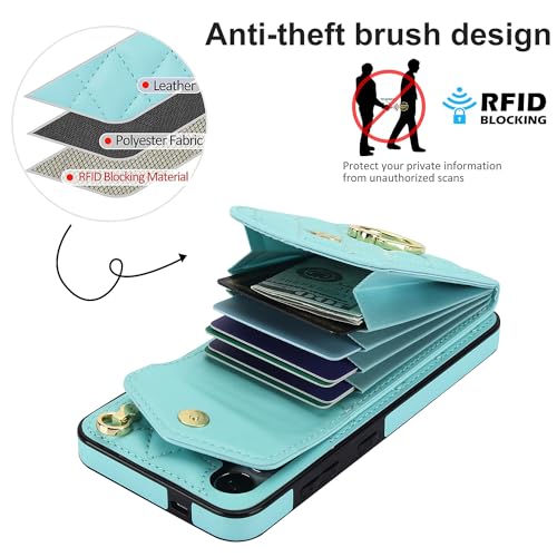 Asuwish Phone Case for Samsung Galaxy S24 5G Wallet Cover with Tempered Glass Screen Protector and Crossbody Wrist Strap Ring RFID Blocking Credit Card Holder Leather Cell S 24 24S G5 Women Girls Teal - color: Teal